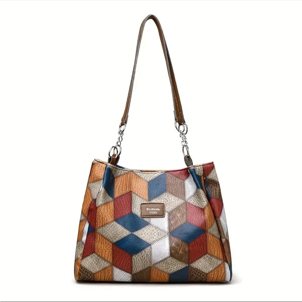 Retro Style Geometric Diamond Pattern Tote Bag Y2K